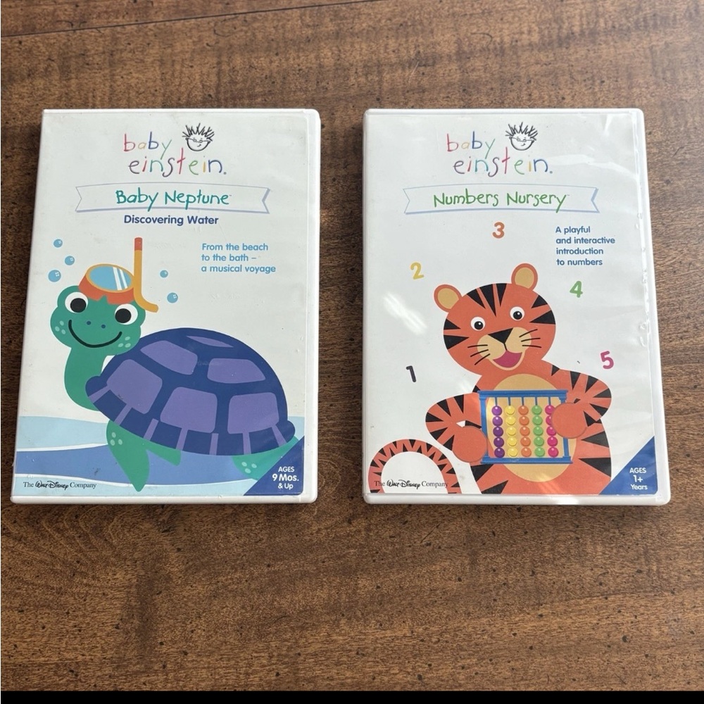 Baby Einstein Brainy DVD Lot Of 2 Neptune Discovery Water Numbers Nursery